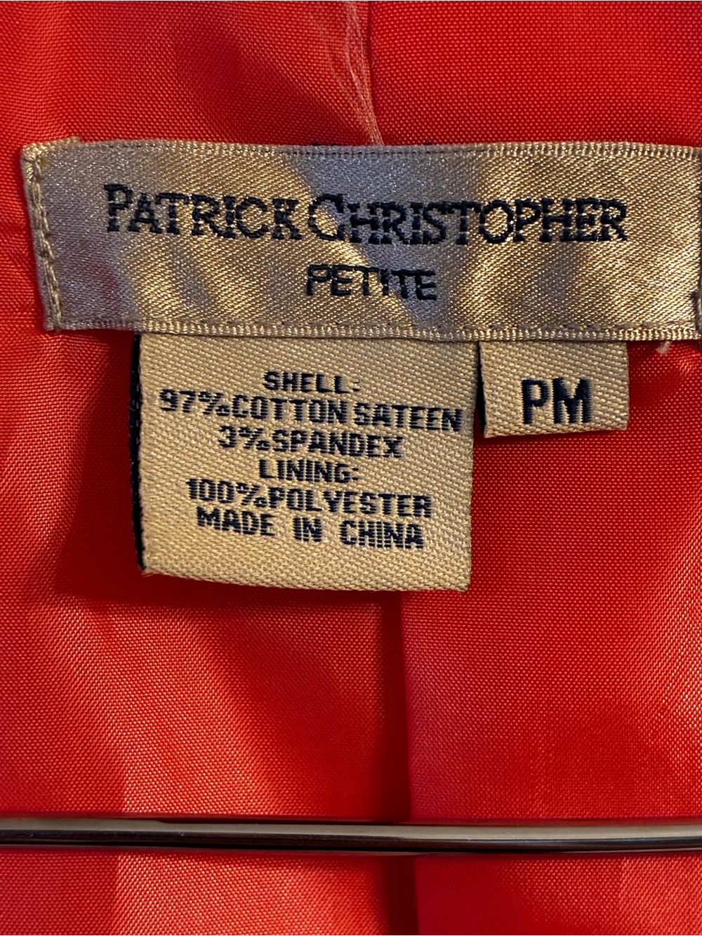 Patrick Christopher Petite Women's Orange Cotton Jacket, Size: PM - Picture 4 of 9